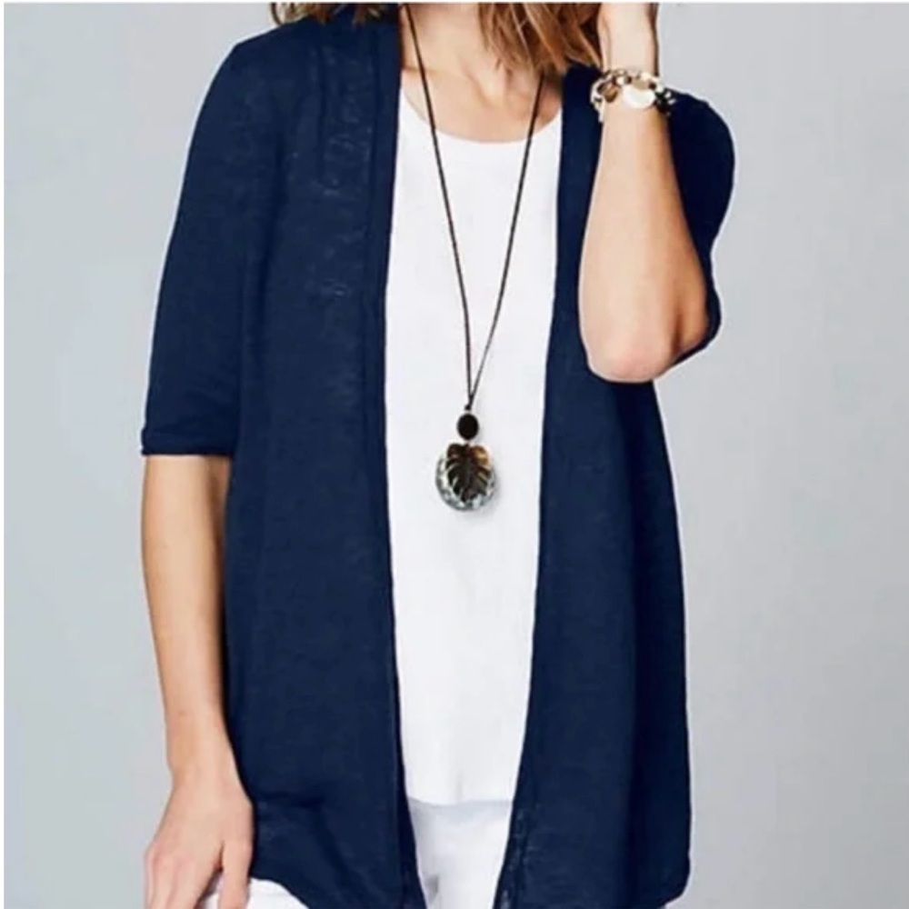 J. Jill Navy Open-Front Lightweight Cardigan